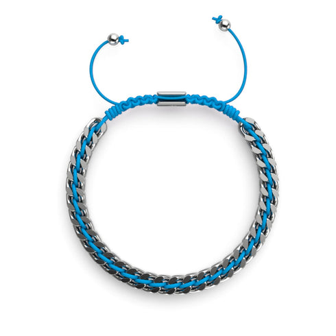 Bleu x Argent | Bracelet chaîne de blé Gaia
